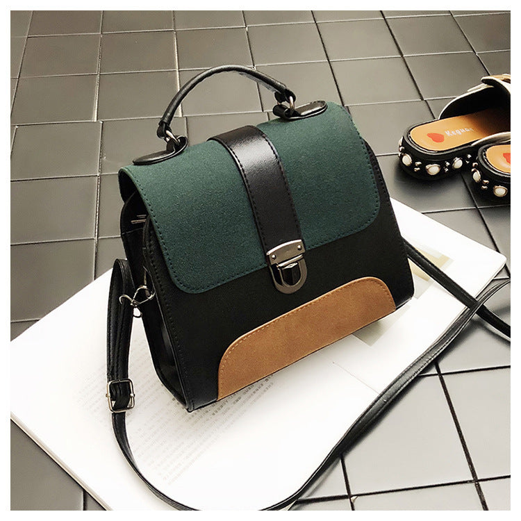 Fashion Frosted Cover Contrast Color Bag