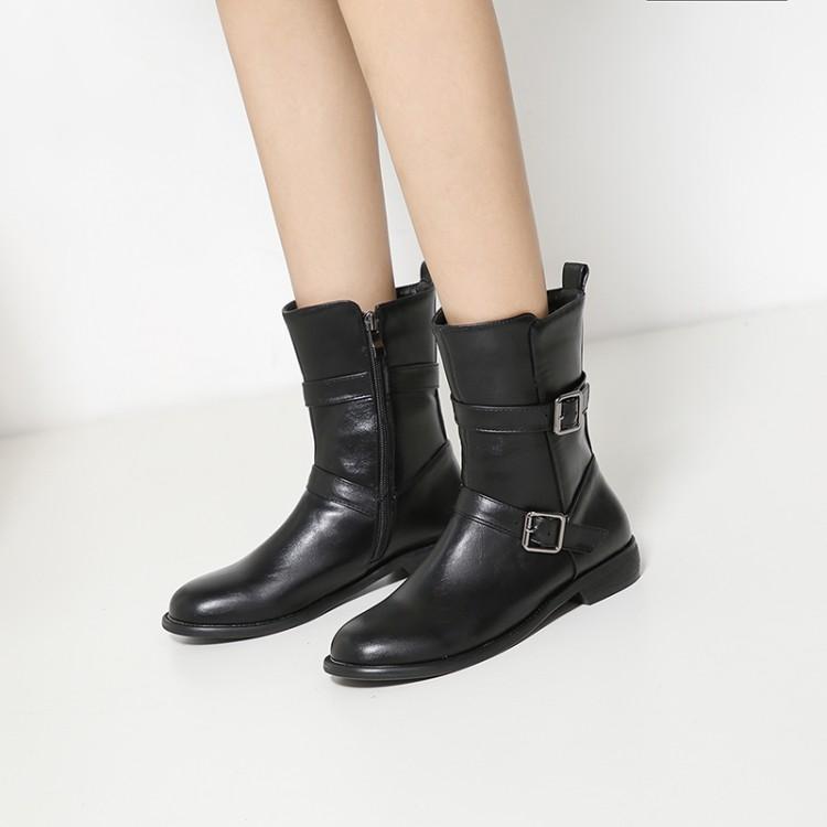 Flat Burgundy Plus Size Casual Martin Boots