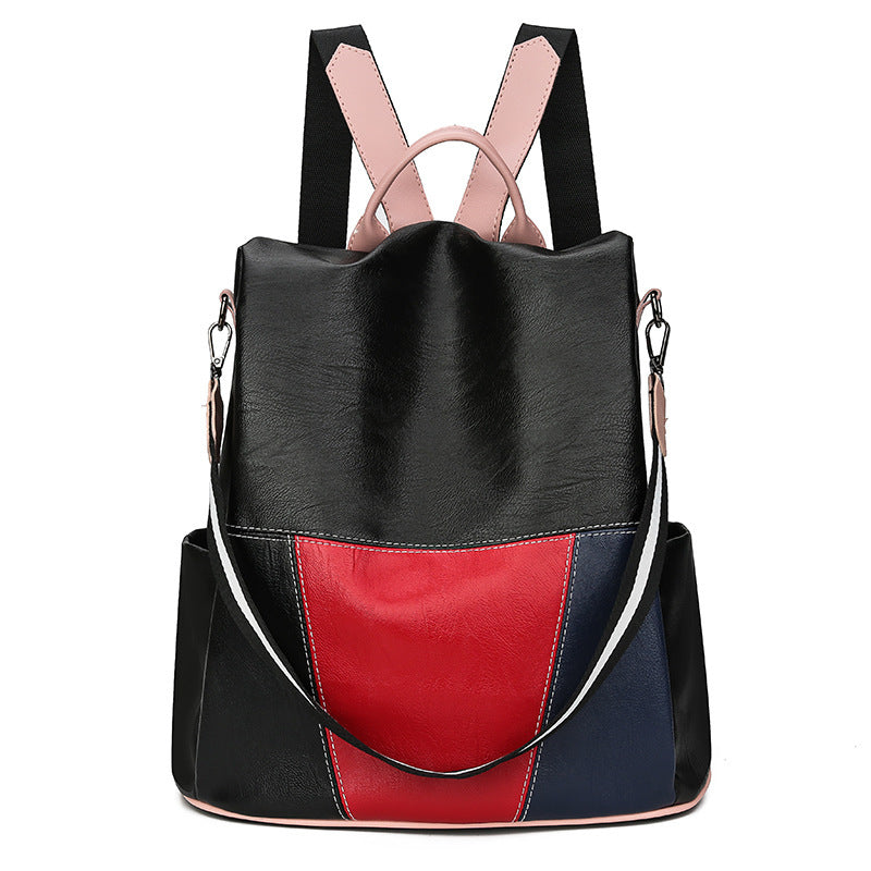 PU Small Backpack OOutdoor Travel Bag Hit Color Casual School Bag
