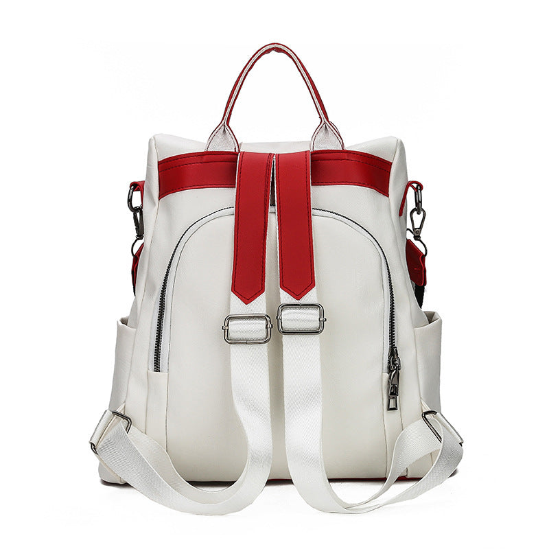 PU Small Backpack OOutdoor Travel Bag Hit Color Casual School Bag