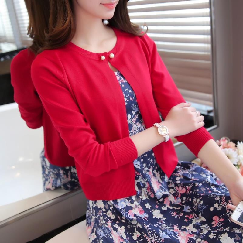 Knit Sweater Women's Thin Cardigan Short Outer Jacket