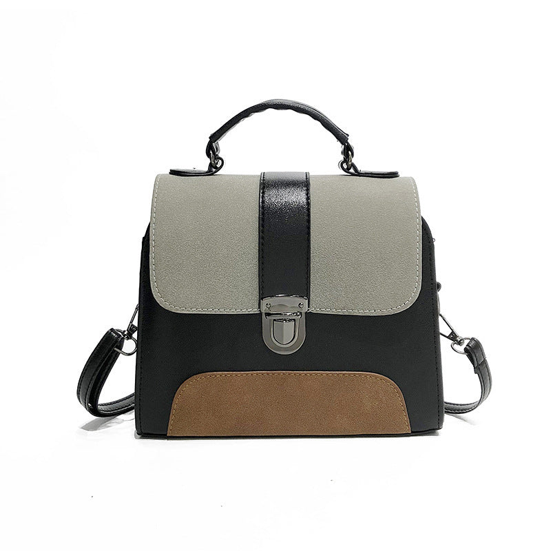 Fashion Frosted Cover Contrast Color Bag