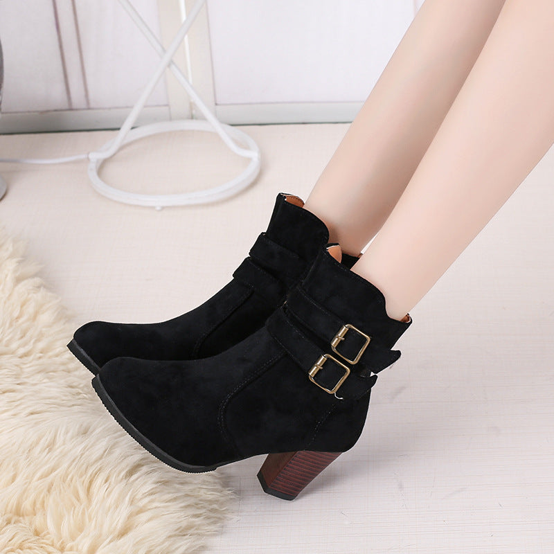 Belt buckle side zipper for women's boots