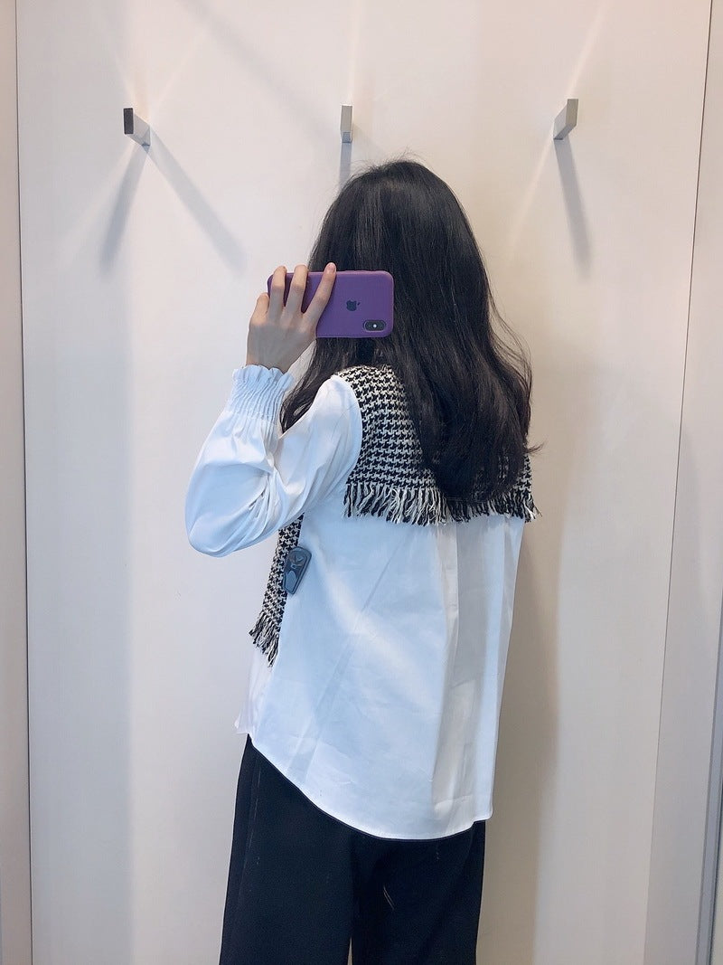 Tweed panel shirt