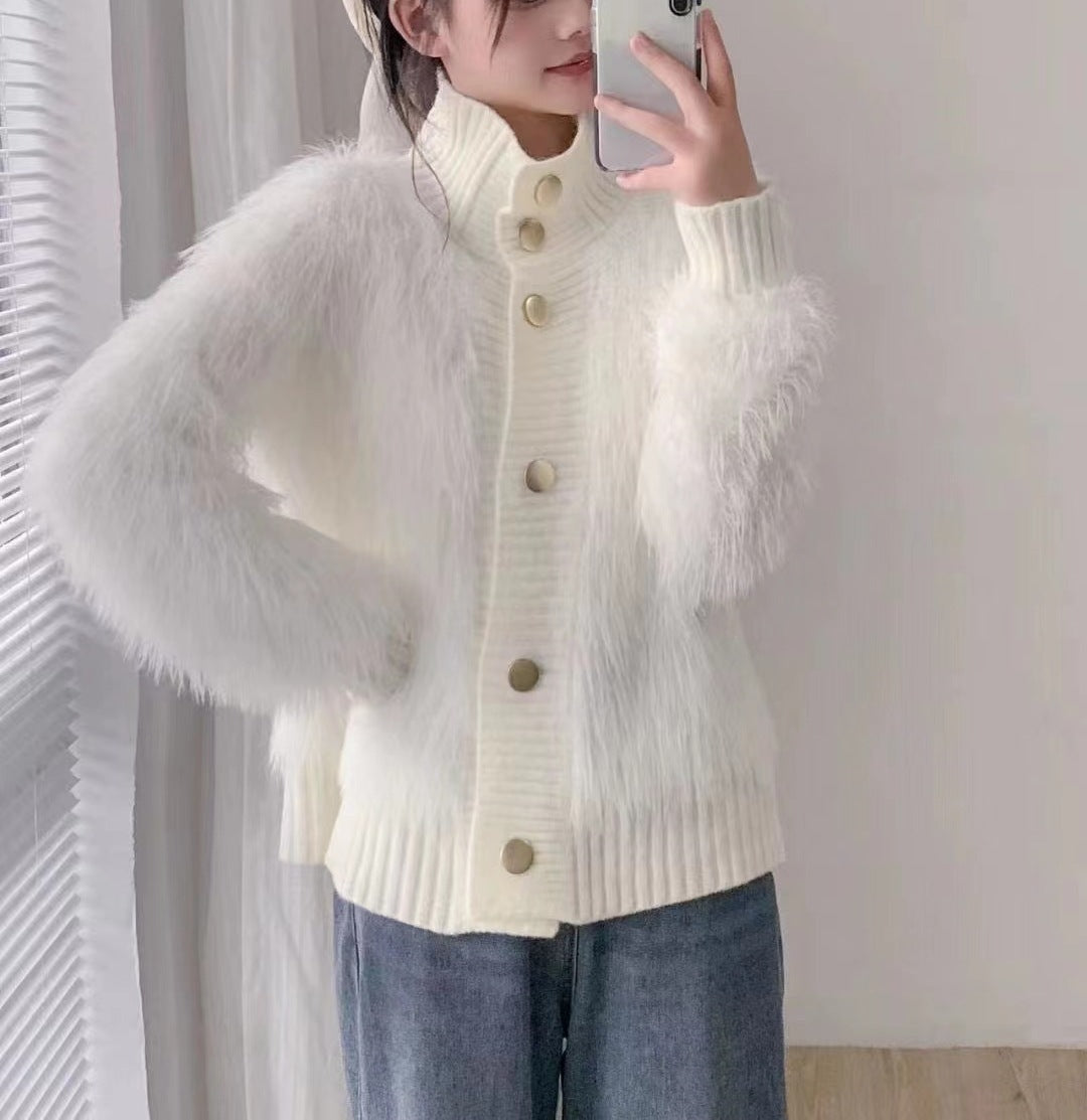 Women's Fashion Stand Collar Outerwear Cardigan Jacket