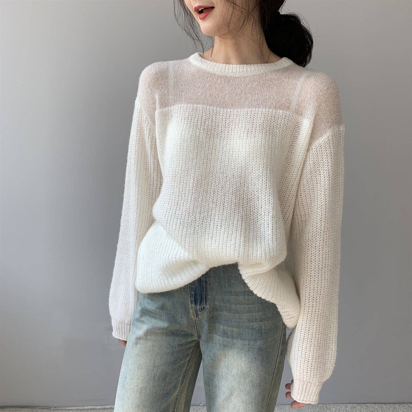 Women's Round Neck Loose Long Sleeve Sweater