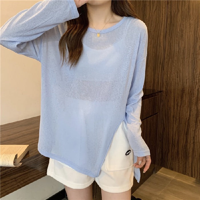 Thin Micro-transparent Split Sun Protection Long Sleeve