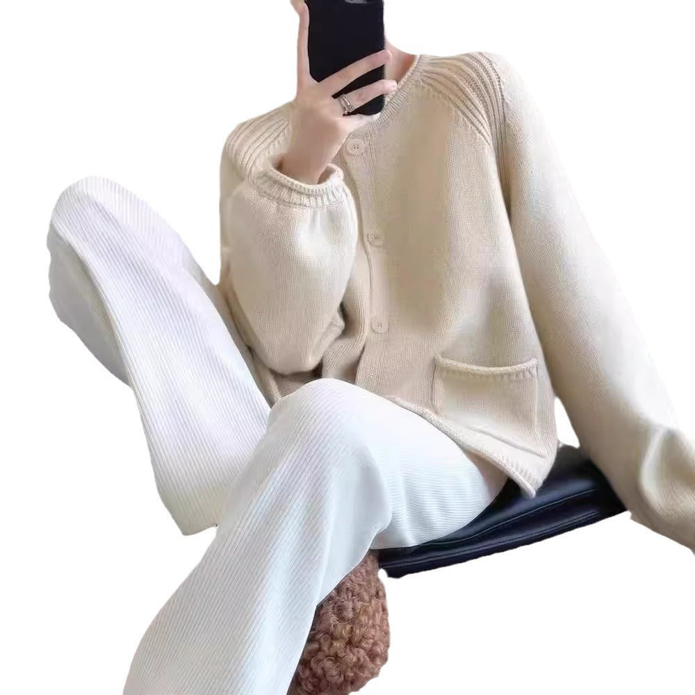 Klein Blue Knitted Cardigan Sweater Coat For Women Early