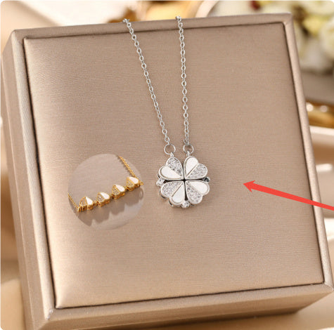 Luxury Four Leaf Clover/Hearts Pendant Necklace - Check video