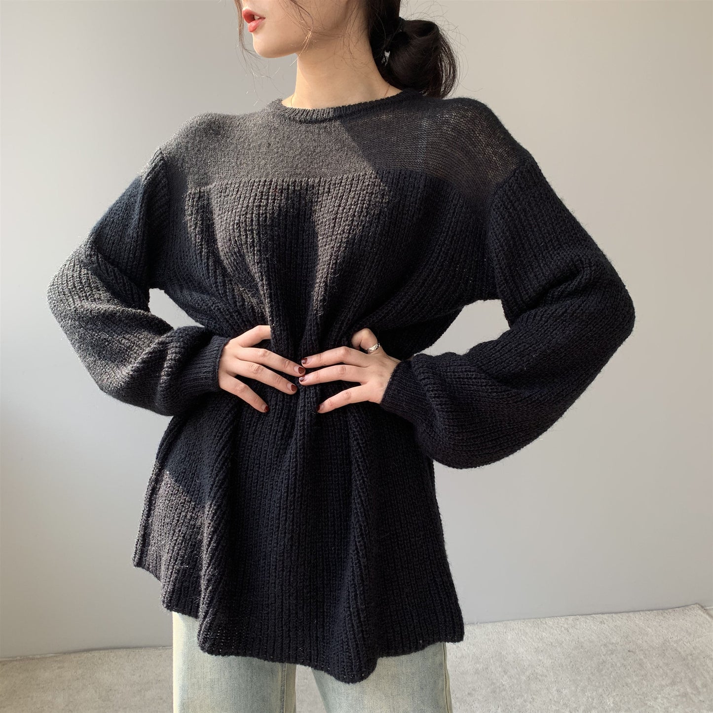 Women's Round Neck Loose Long Sleeve Sweater