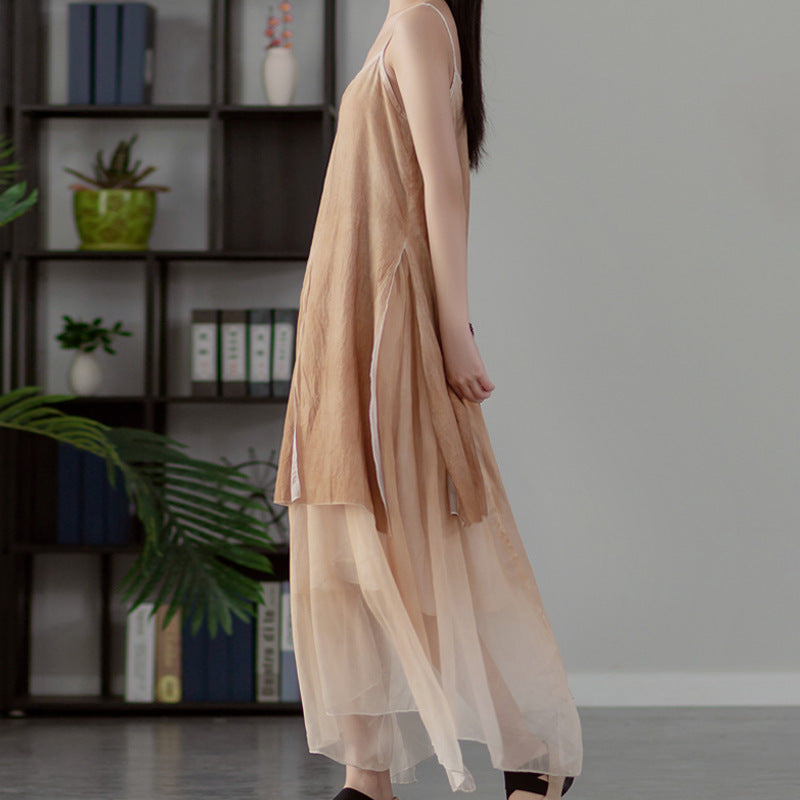 Fashion Spray Dyed Suspender Skirt Base Dress