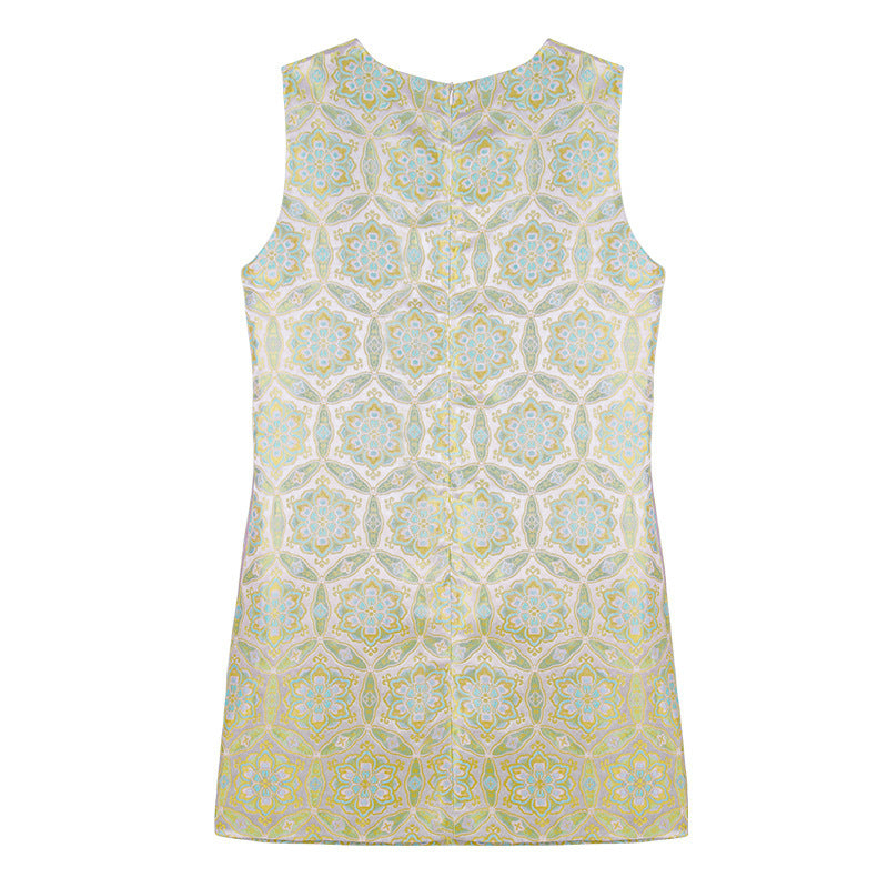 Floral Sleeveless Round Neck Straight Vest Dress