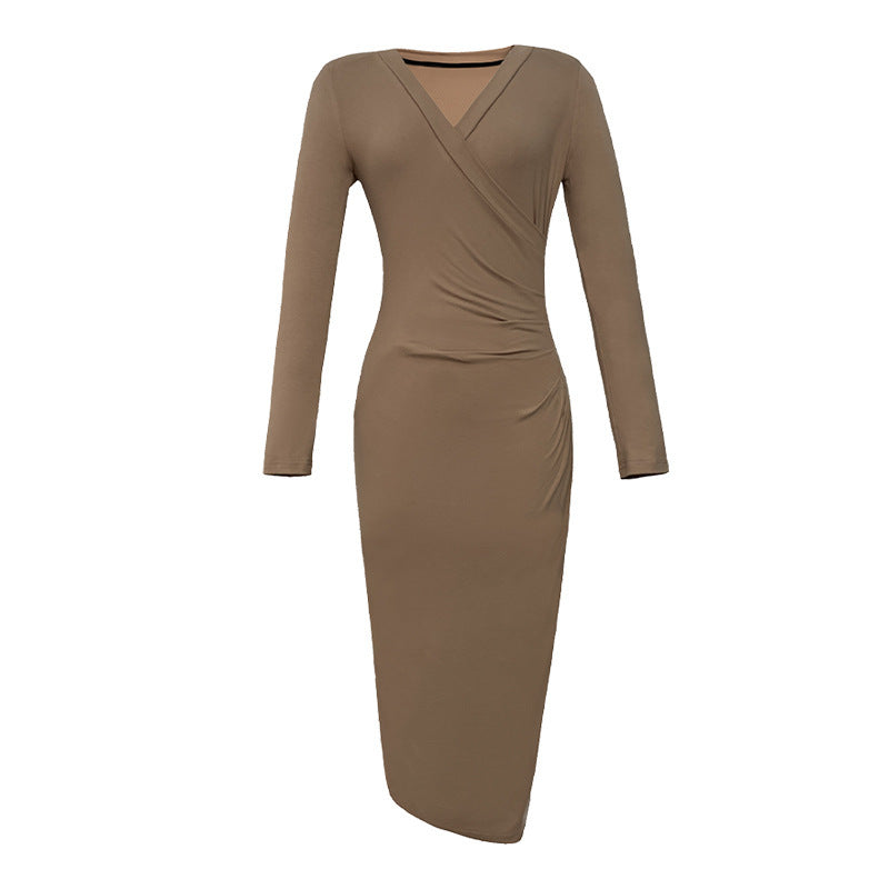 Women's French Style V-neck Slim Dress