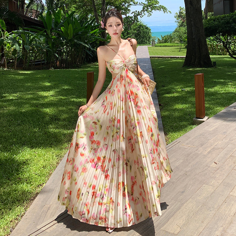 New Floral Elegant Halter Dress Women