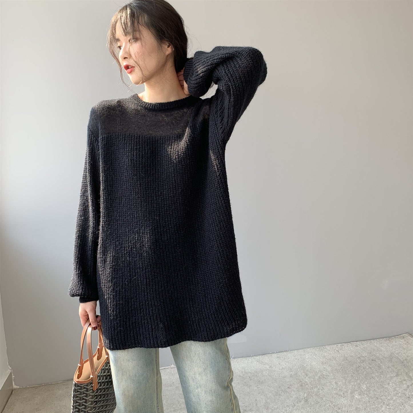 Women's Round Neck Loose Long Sleeve Sweater
