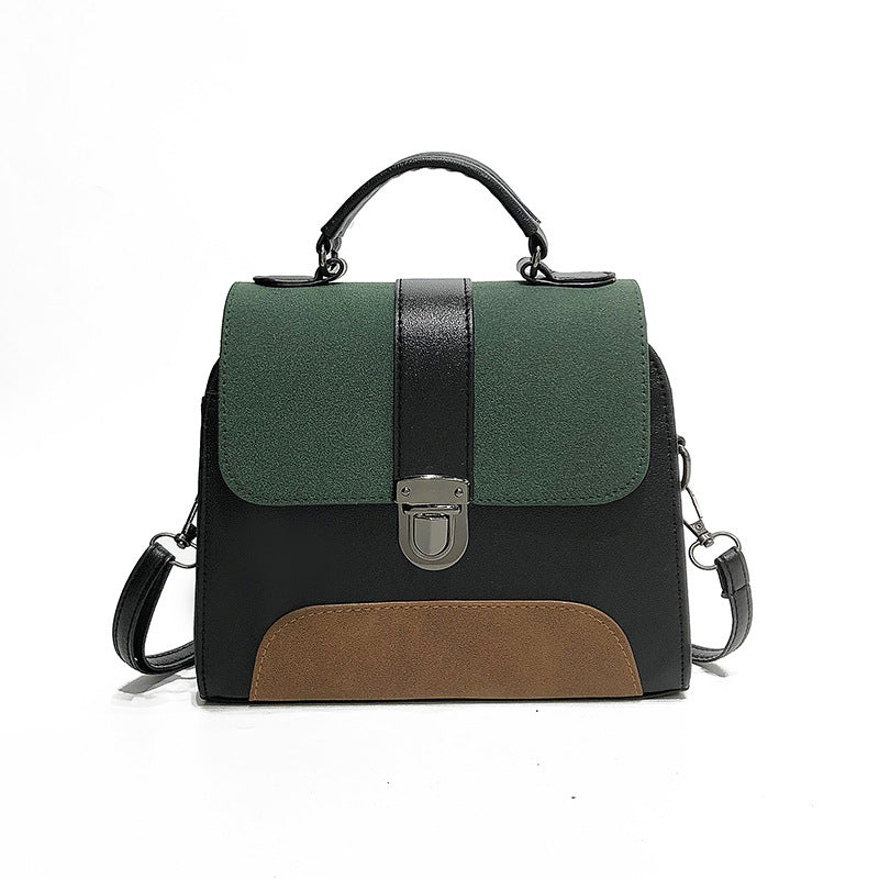 Fashion Frosted Cover Contrast Color Bag
