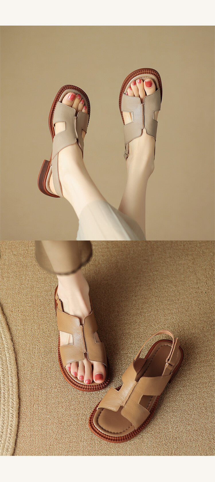 Hollowed Leisure Sheepskin Women's Shoes Summer Low Heel Sandals