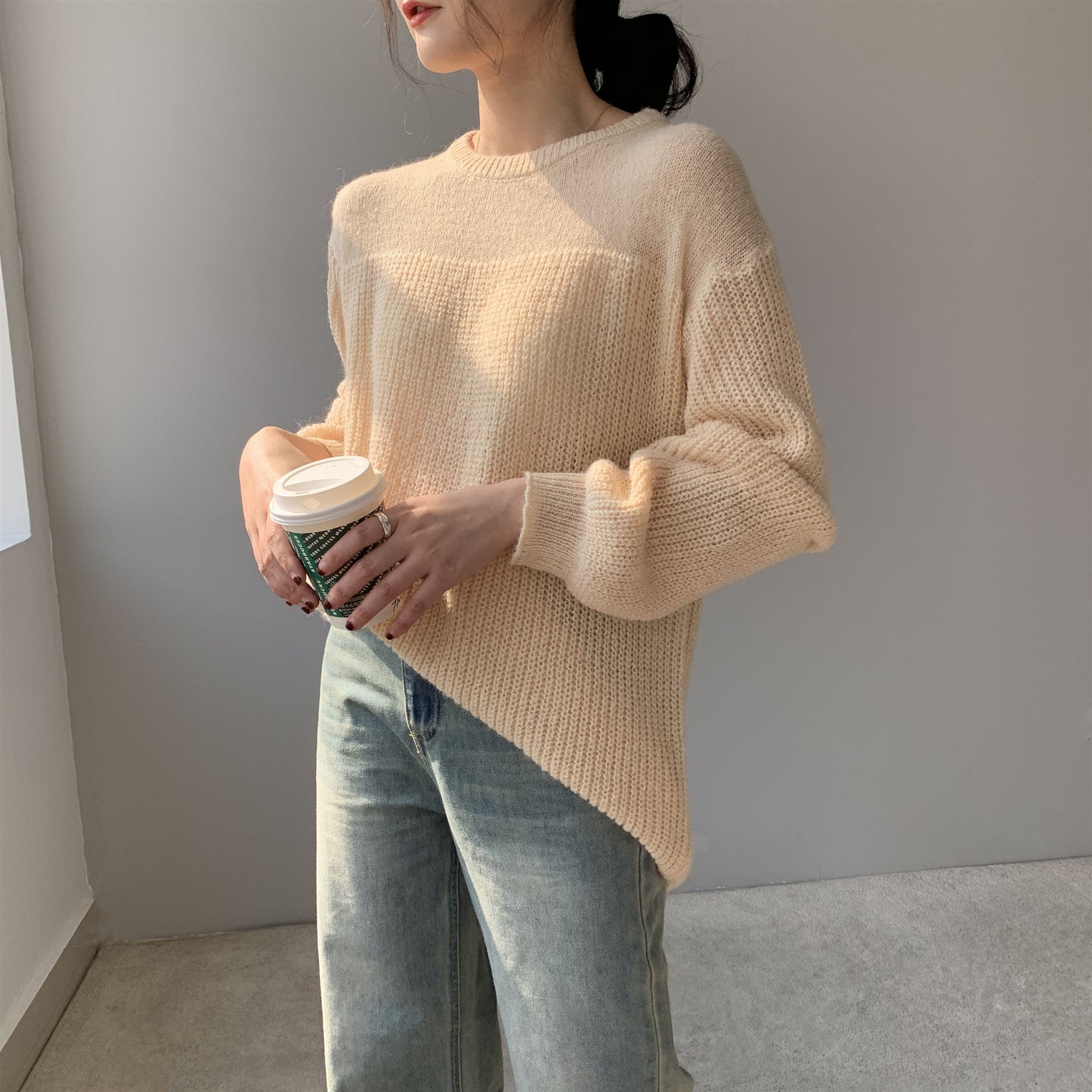 Women's Round Neck Loose Long Sleeve Sweater
