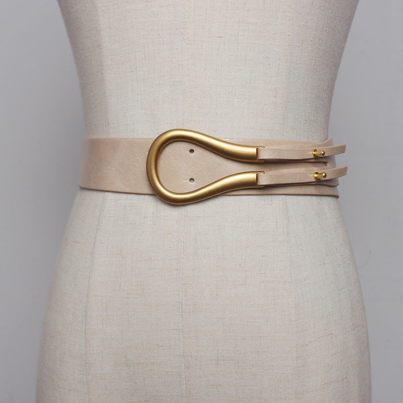 Belt Women's Skirt Metal Buckle U-shaped Belt Decorative Windbreaker Outer Wear Pant Belt