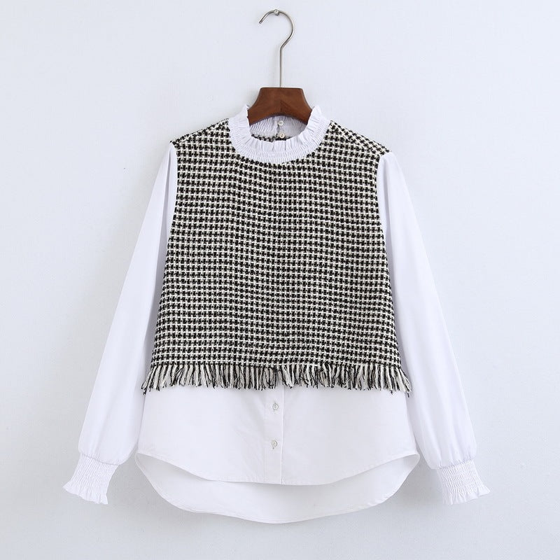 Tweed panel shirt