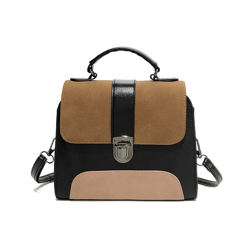 Fashion Frosted Cover Contrast Color Bag