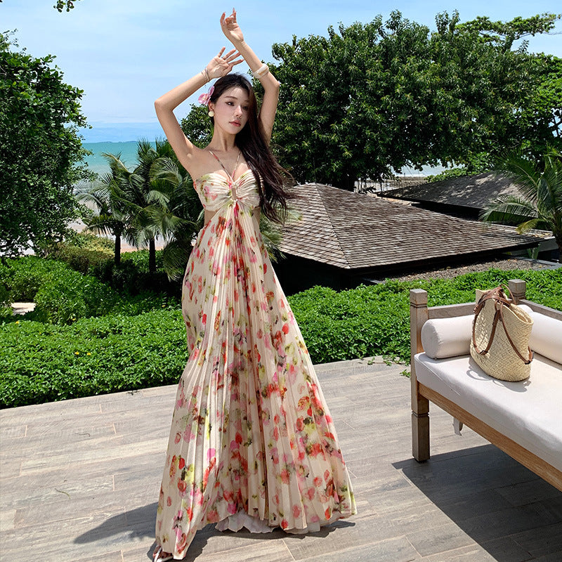 New Floral Elegant Halter Dress Women