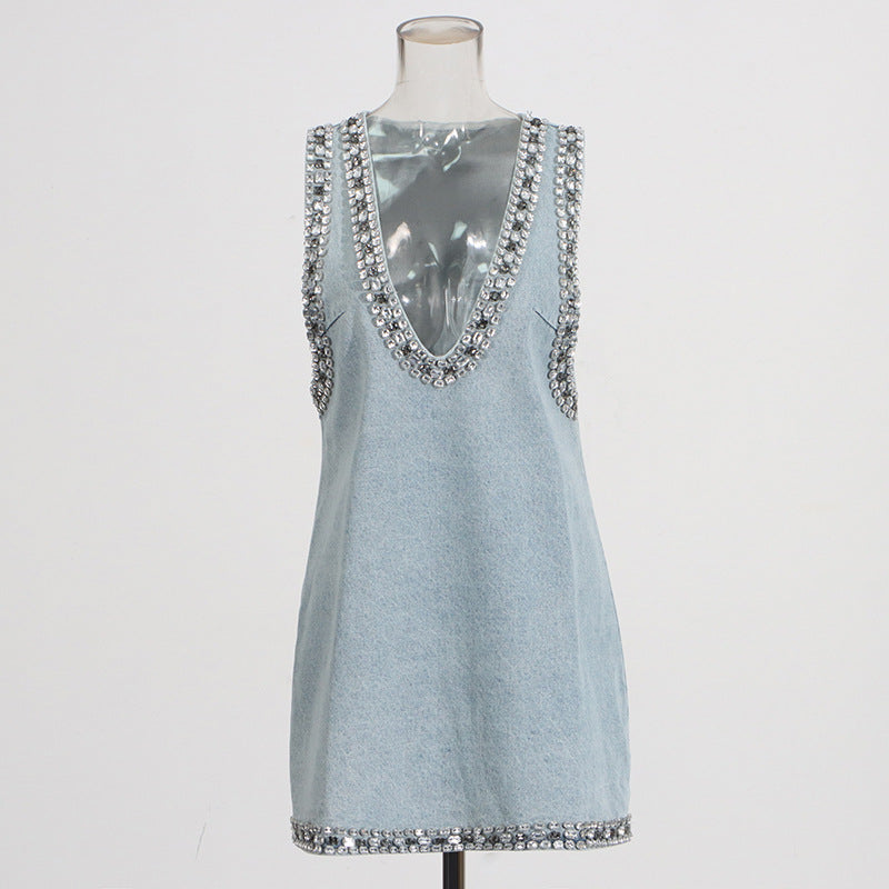 Fashion Personalized Sling Denim Dress Women
