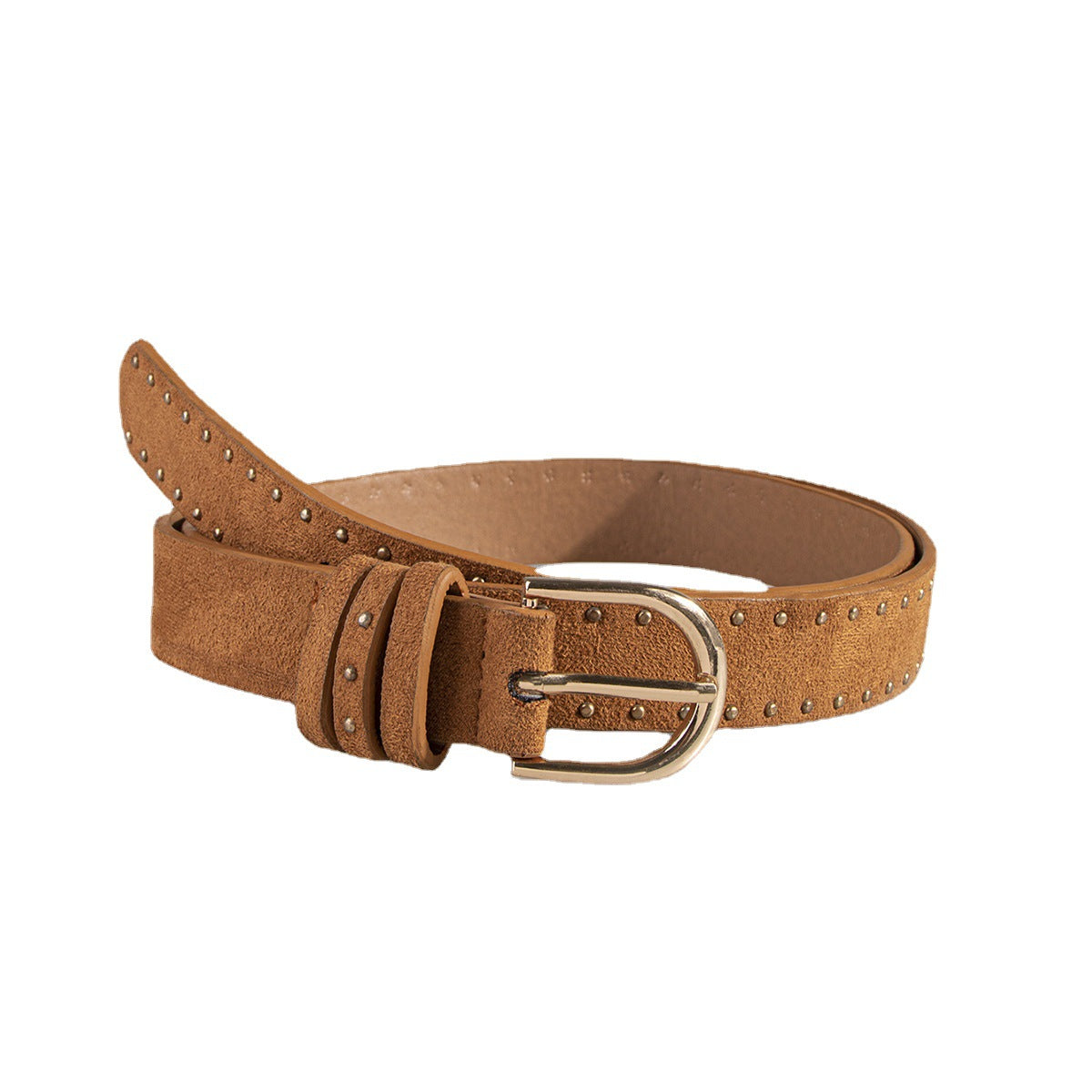 Suede Rivet Western Style Belt Simple Pin Buckle Female Claw Nail