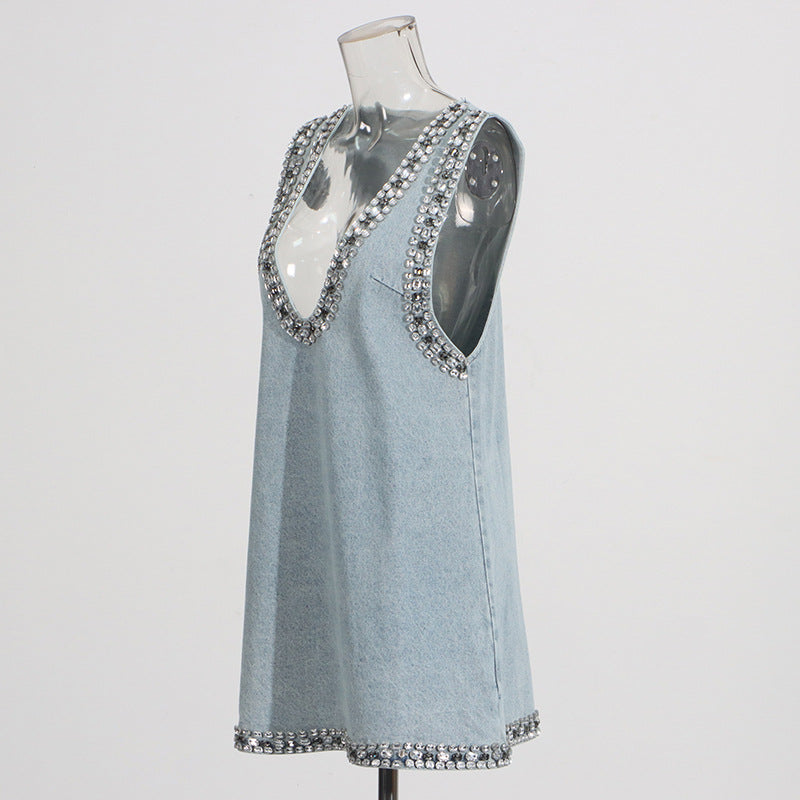 Fashion Personalized Sling Denim Dress Women