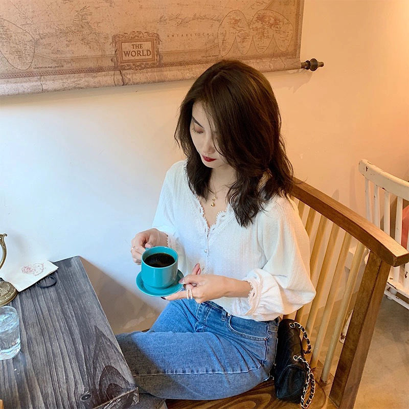 Scheming Shirt Western Style Loose Lace Top T-shirt