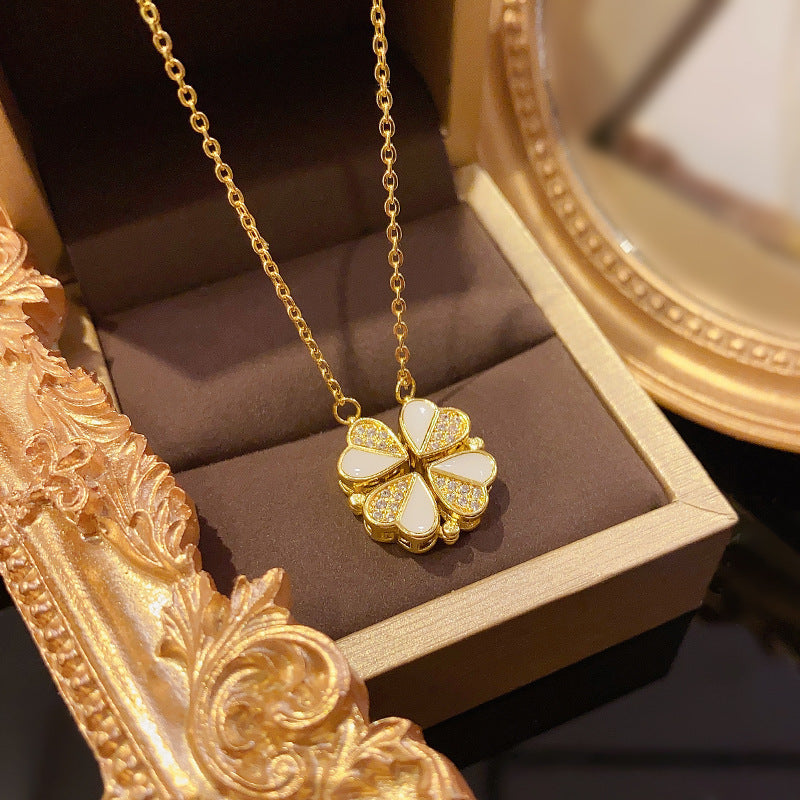 Luxury Four Leaf Clover/Hearts Pendant Necklace - Check video