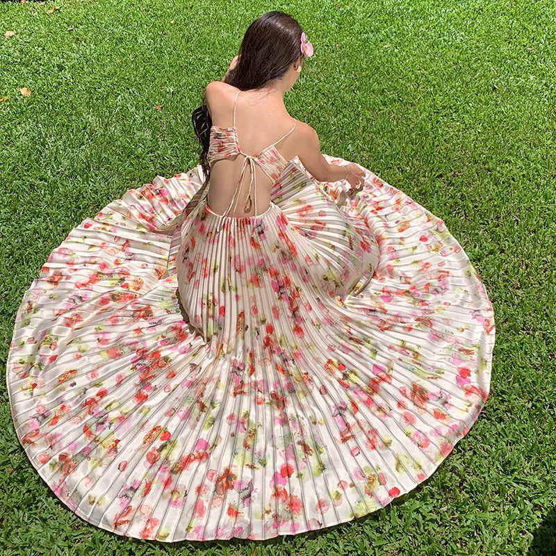 New Floral Elegant Halter Dress Women