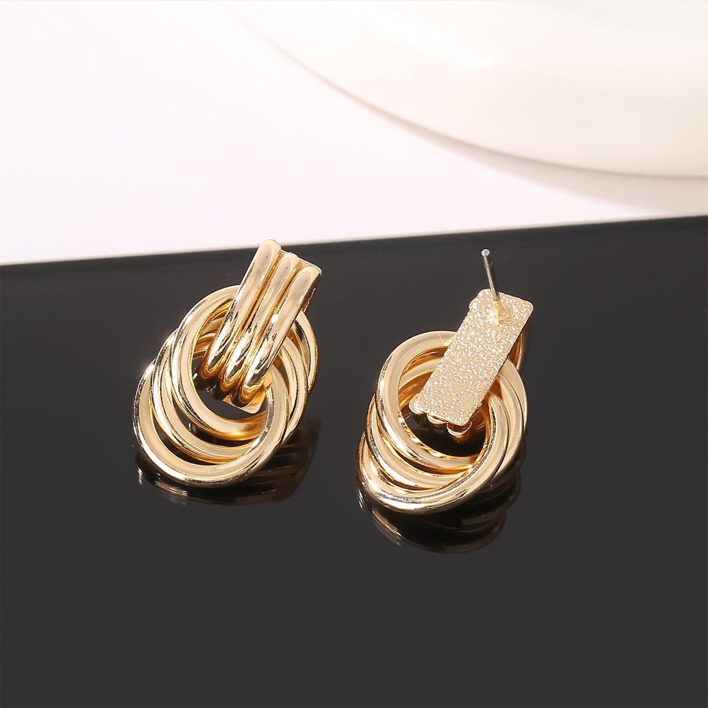 Brass 14K Gold Declaration Geometric Earrings