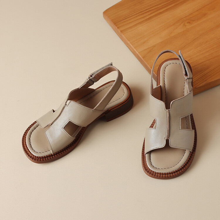 Hollowed Leisure Sheepskin Women's Shoes Summer Low Heel Sandals