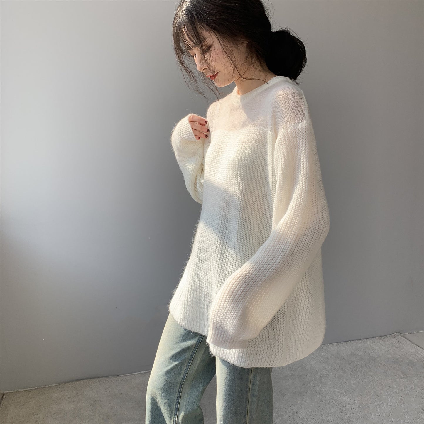 Women's Round Neck Loose Long Sleeve Sweater