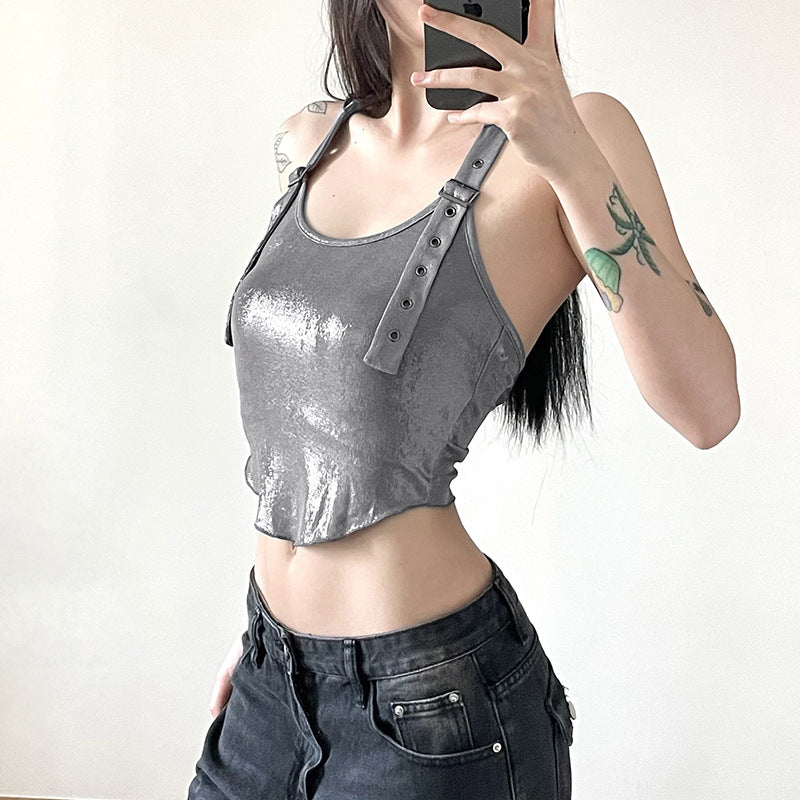 Women's Solid Color Slim Fit Fashion Hooded Halterneck Vest Women