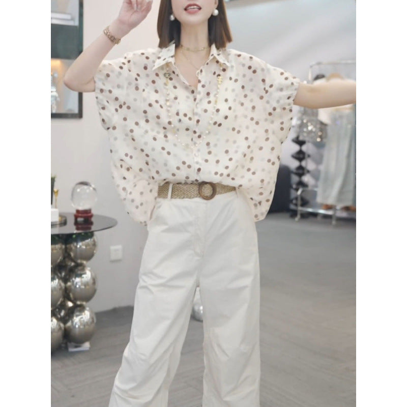 Chiffon Shirt Women's Short Sleeve Summer Stylish Loose Plus Size