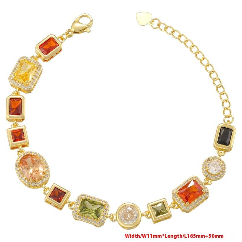 Temperament Entry Lux Diamond Square Bracelet And Necklace Set