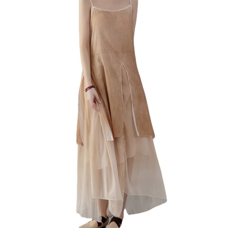 Fashion Spray Dyed Suspender Skirt Base Dress