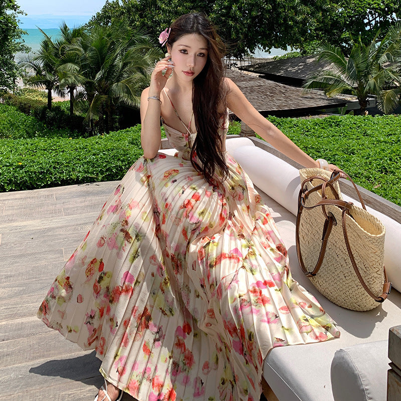New Floral Elegant Halter Dress Women