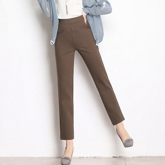 High Waist Knit Four-sided Stretch Straight