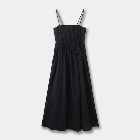 Wrapped Chest Strap Dress Cotton Blended Mid-length