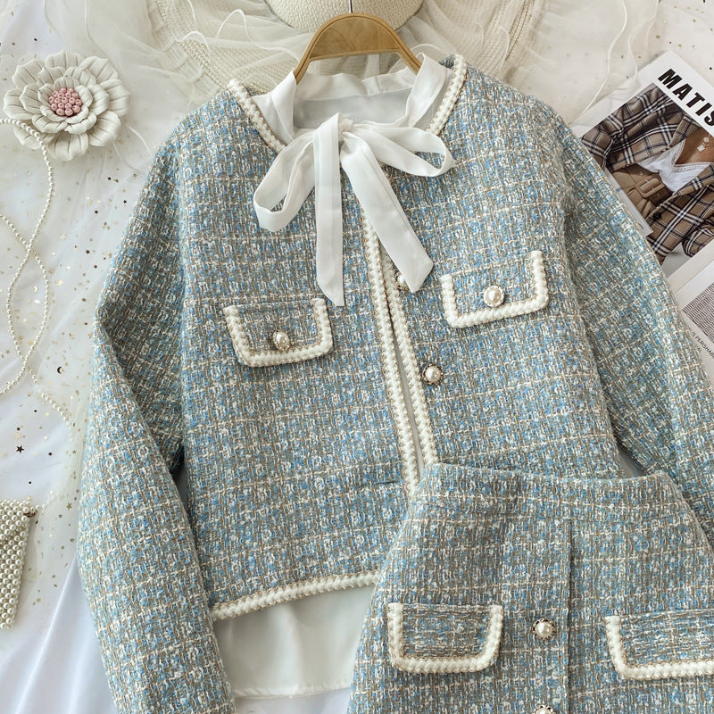 Tweed Jacket Three-piece Suit Bow Tie