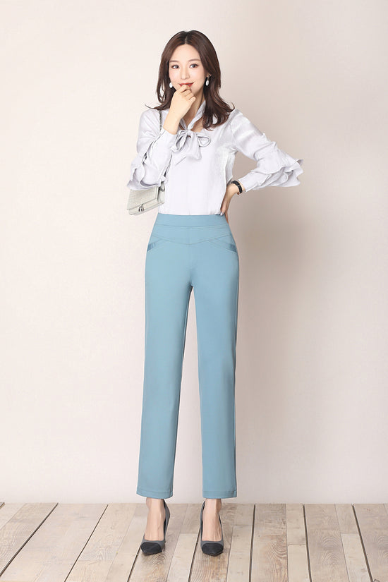 High Waist Knit Four-sided Stretch Straight