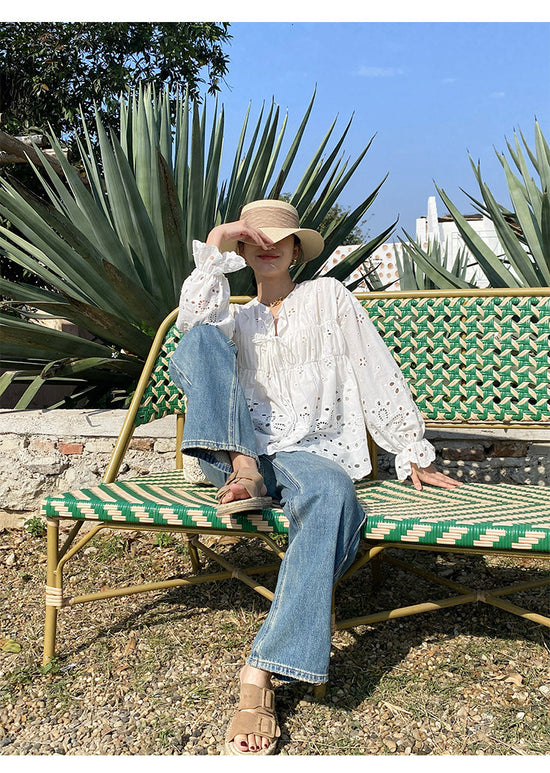 French White Shirt Women's Long Sleeve
