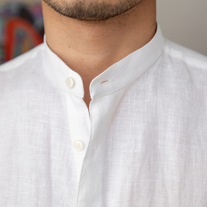Men's Commuter Light Cooked Casual Breathable Pure Linen Long Sleeve Shirt