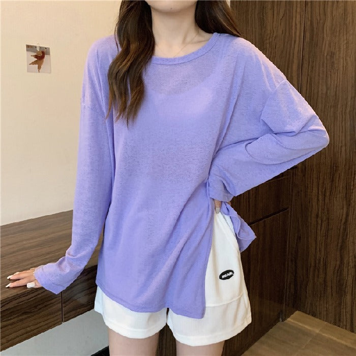 Thin Micro-transparent Split Sun Protection Long Sleeve