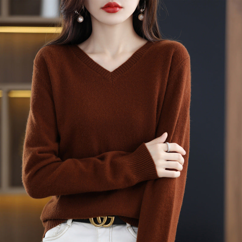 Women's Knitted Bottoming Shirt Versatile Cashmere Sweater Loose Outer Wear