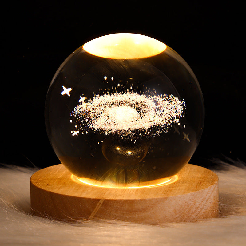 Luminous Starry Sky And Planets Moon Moon Crystal Ball Small Night Lamp Projection Ambience Light Creative Gift New Strange Gift