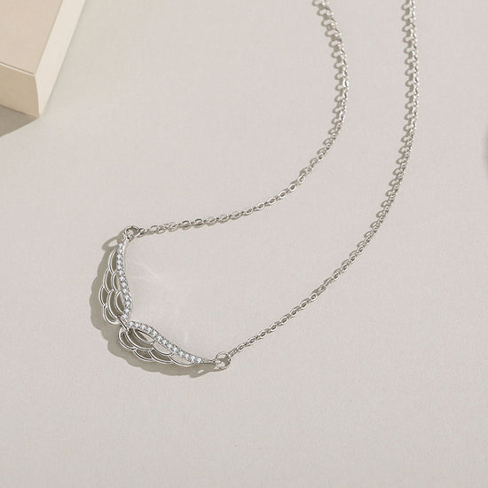 S925 Sterling Silver Angel Wings Pendant Necklace